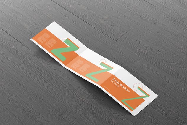 横向三折页菜单/广告册子样机模板 Z-Fold Brochure Mockup – Landscape Din A4 A5 A6插图(3)