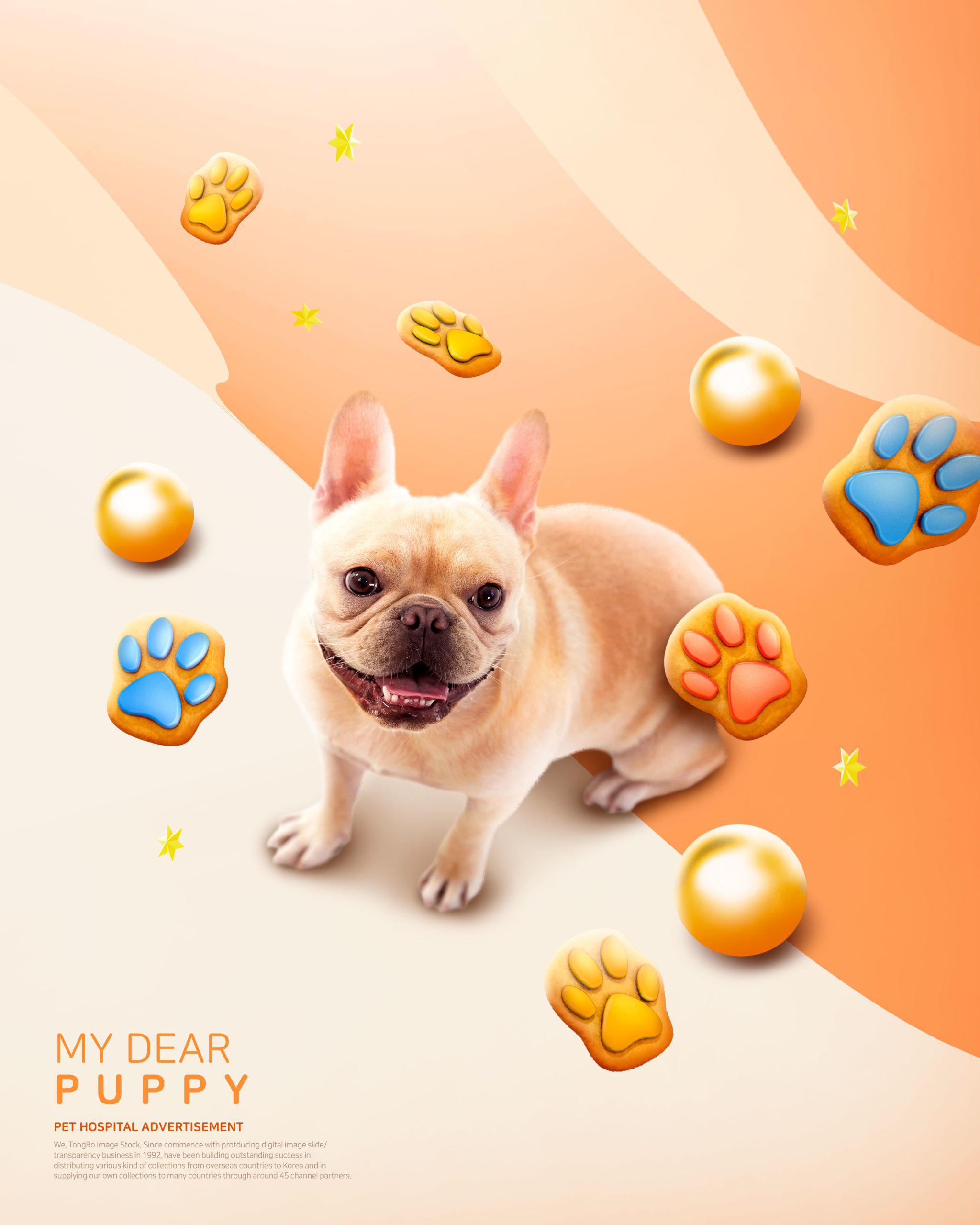 创意可爱的小狗宠物医院广告海报模板套装插图