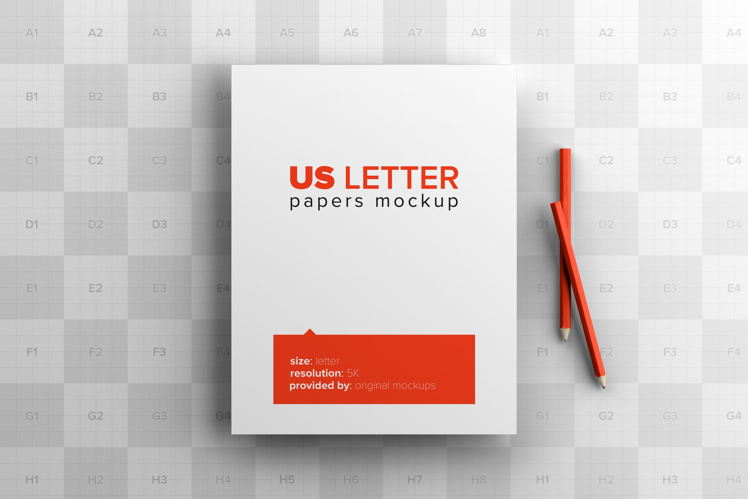 美国信纸尺寸纸张印刷排版设计样机 US Letter Paper Mockup插图(3)