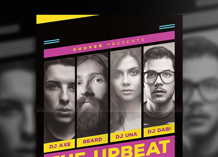 音乐派对音乐俱乐部活动海报传单模板 Upbeat Music Party Flyer插图(3)