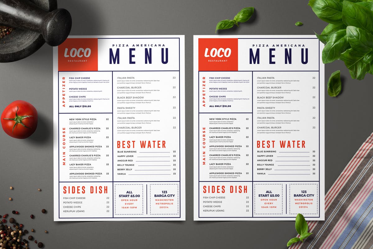 极简主义版式餐厅菜单模板 Simple Food Menu插图