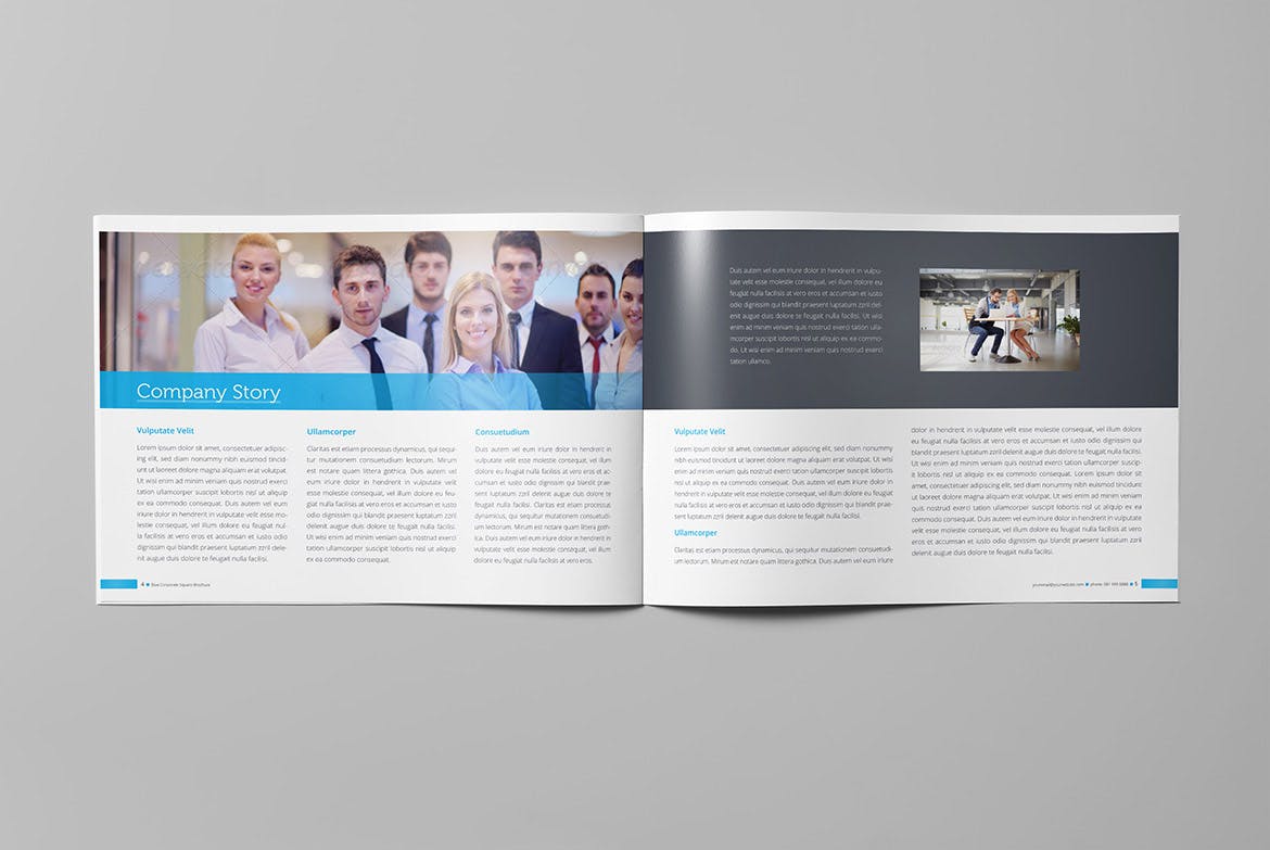 蓝色经典高科技公司画册设计模板 Blue Corporate Horizontal Brochure插图(2)