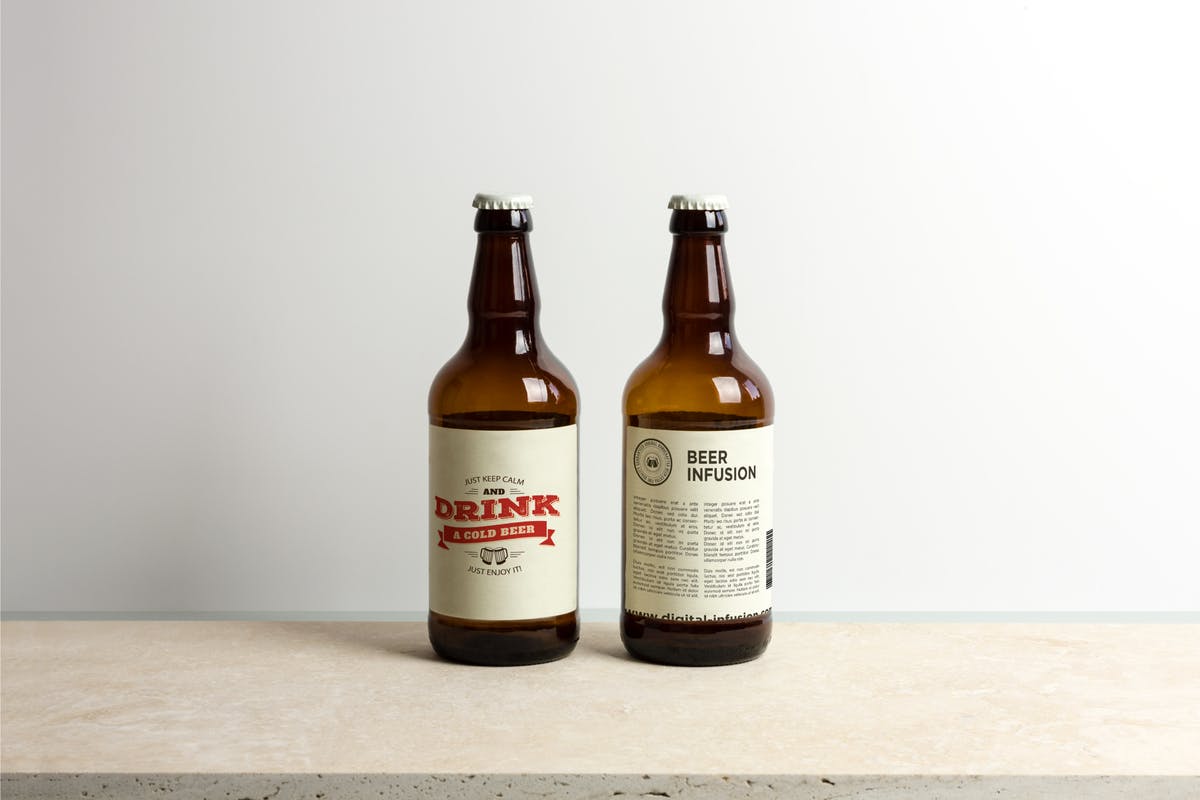 啤酒瓶外观贴纸设计展示样机 Beer Bottle Mock-up / Real Photo Scene插图