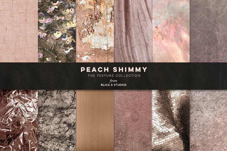 鳞片龟裂织布等图案纹理 Peach Shimmy Digital Textures插图