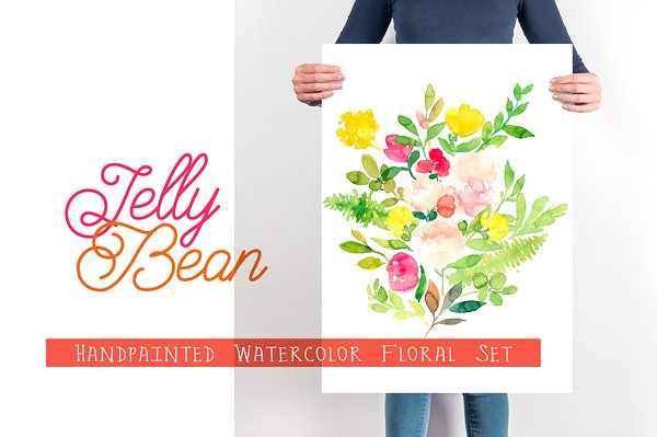 手绘水彩花卉剪贴画合集 Jelly Bean – Watercolor Floral插图(3)