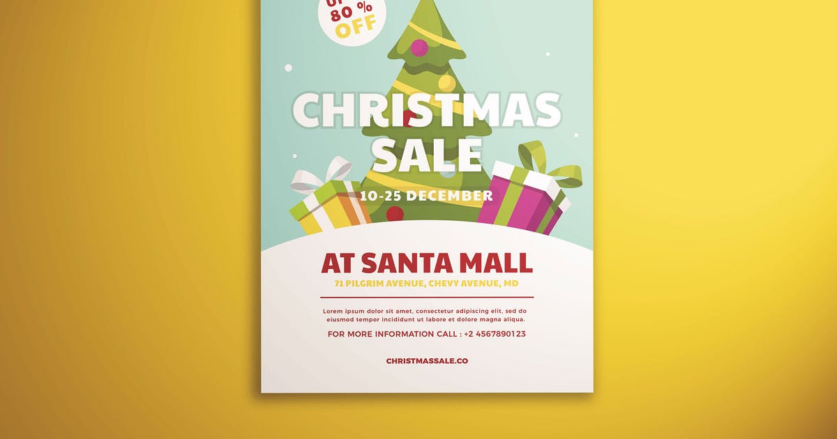 圣诞礼物采购折扣活动海报传单设计模板v1 Christmas Sale Flyer Vol. 01插图