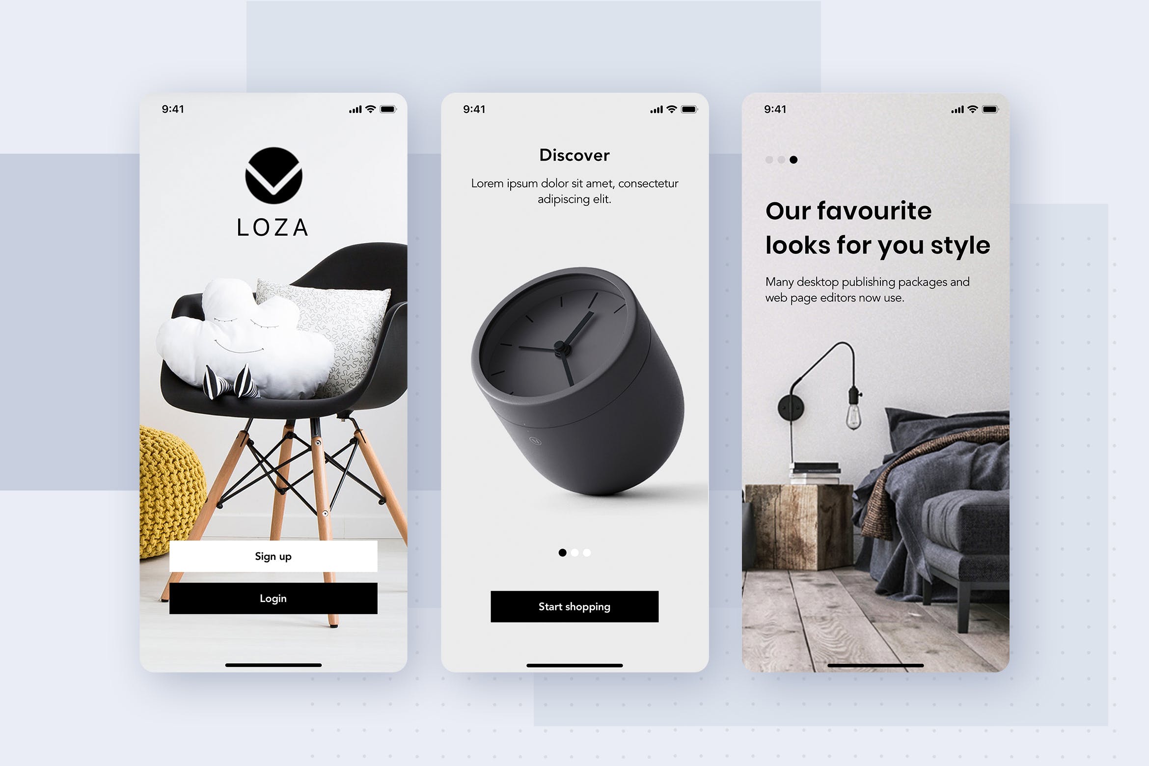 现代家具APP商城UI设计模板素材 Furniture Shop Mobile App UI Concept插图
