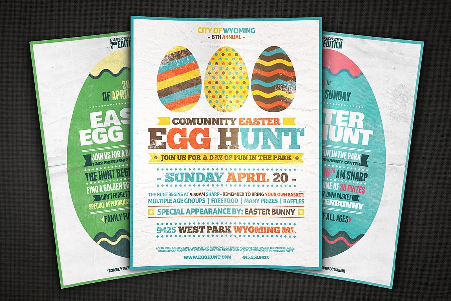 万圣节寻找彩蛋活动传单模板 Egg Hunt Flyer Templates插图(5)