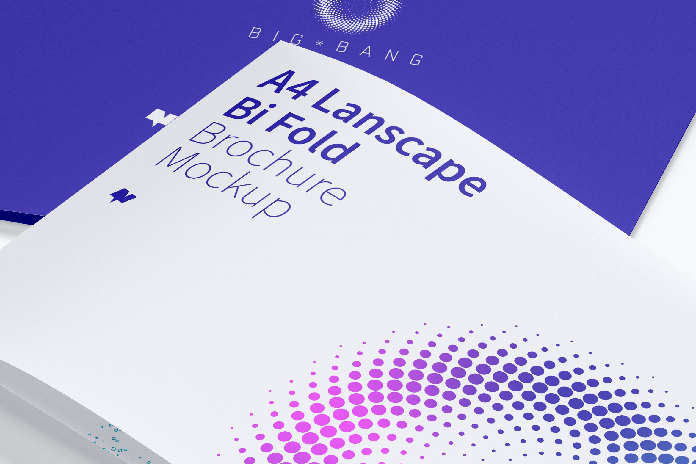A4纸尺寸折页传单小册子设计样机模板 A4 Landscape Bi Fold Brochure Mockup 03插图(3)