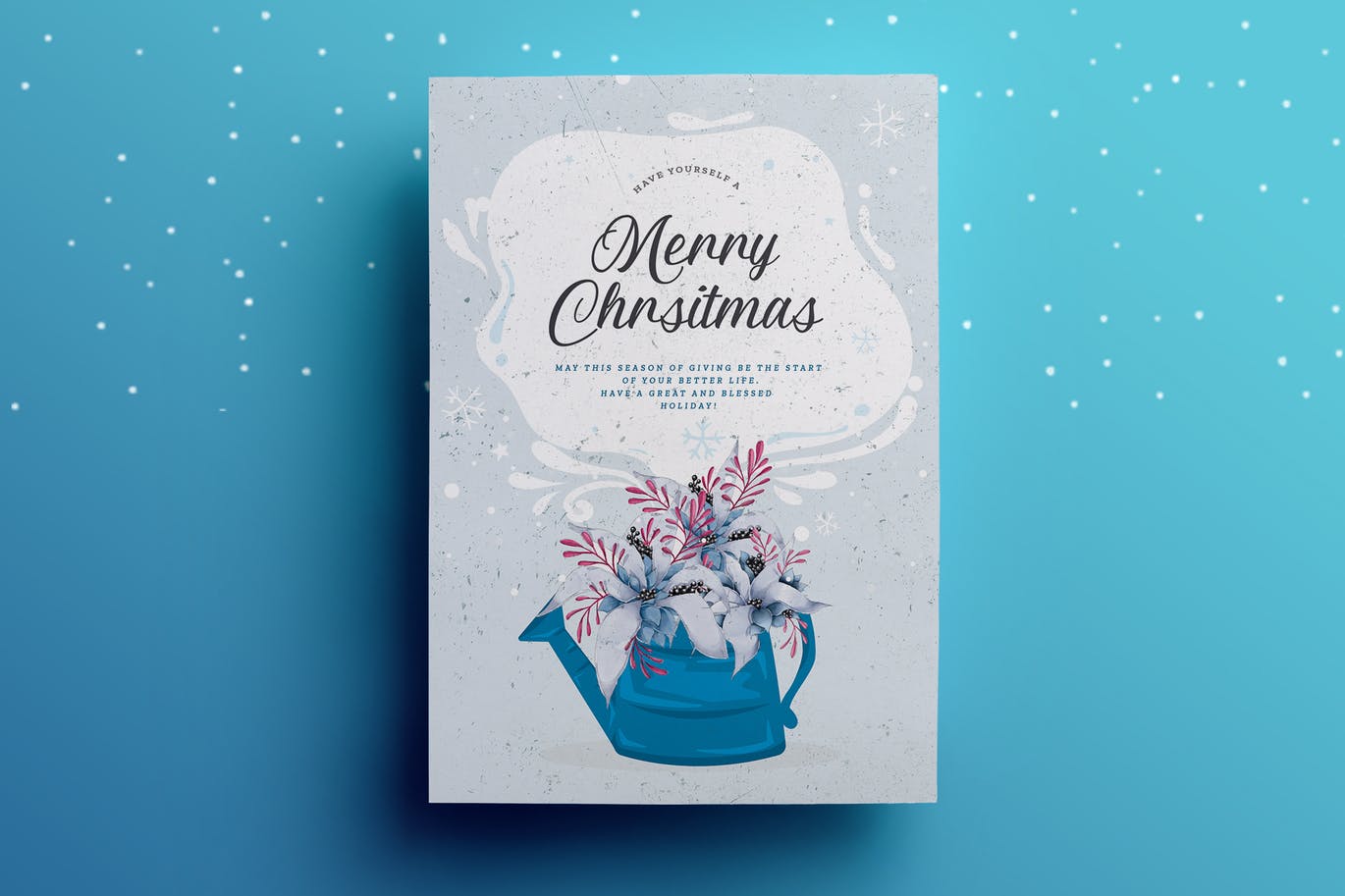 冬季圣诞手绘水彩设计风格贺卡模板 Winter Christmas Greeting Card插图
