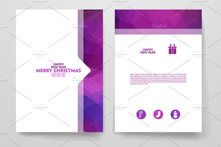 圣诞节主题背景小册子模板 Merry Christmas brochures插图(2)