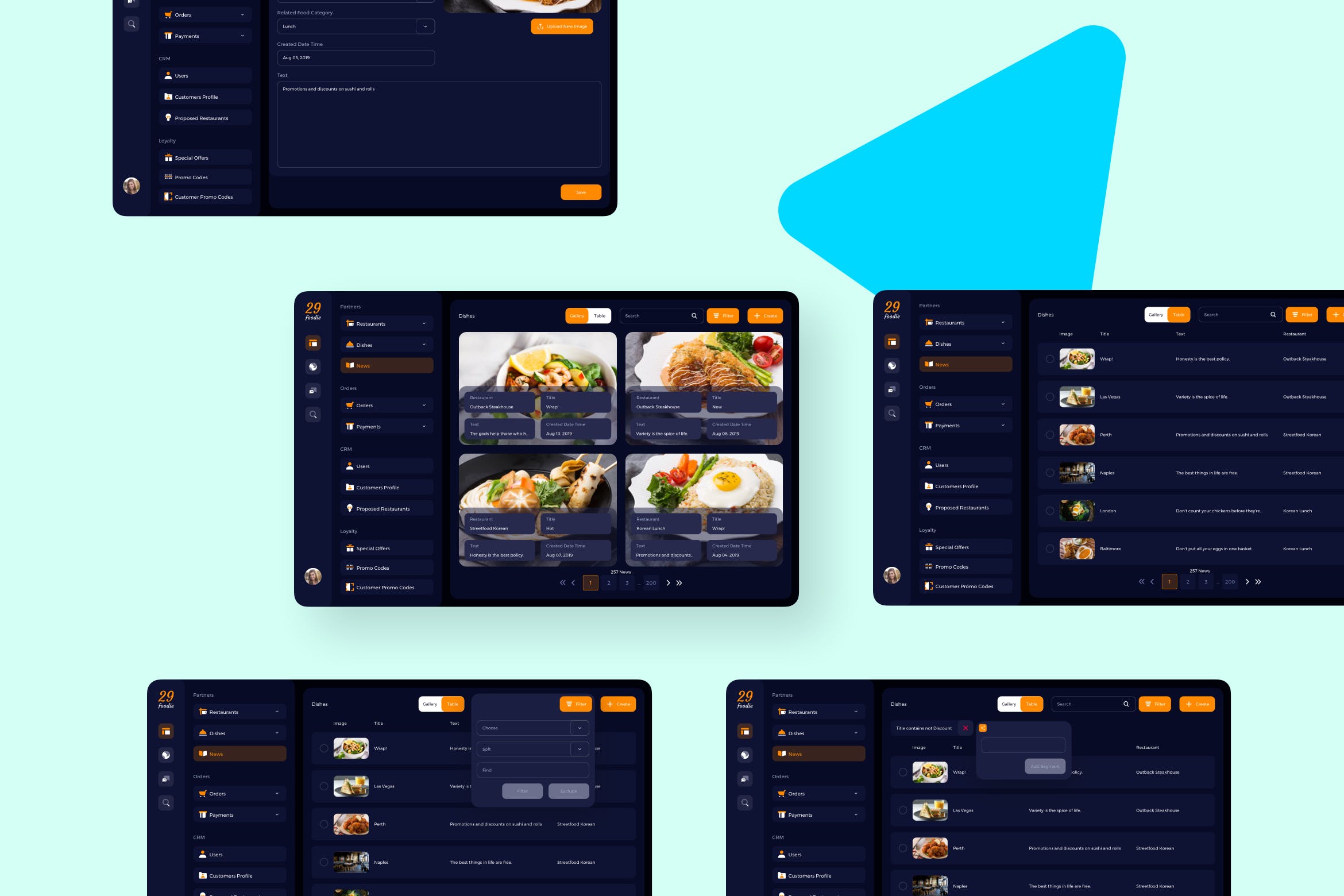 美食主题网站/平台新闻管理界面UI设计模板 29Foodie Food Admin News Ui – FP插图