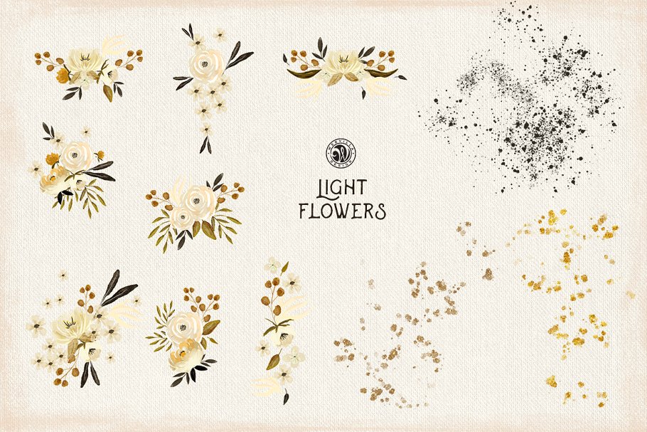 低调奢华金漆花卉素材 Light Flowers插图(5)