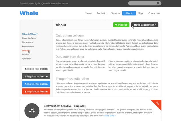 创意企业官网网站设计PSD模板 Whale – Creative PSD Template插图(5)