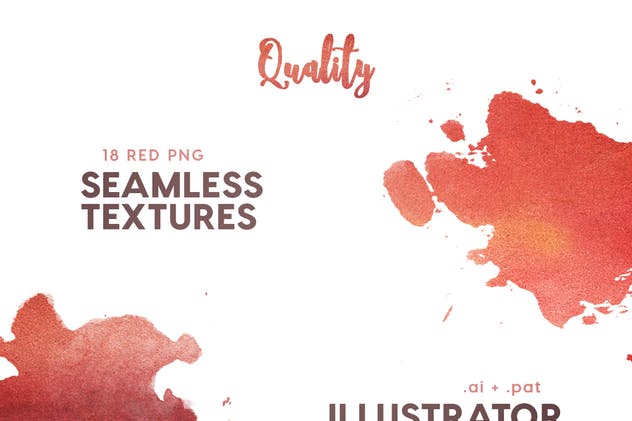 红色水彩无缝纹理素材 Watercolor Seamless Textures – Red Pack插图(3)
