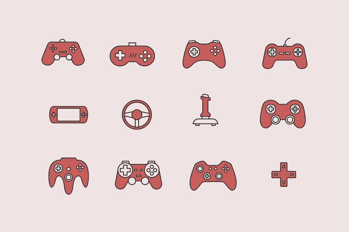 12枚视频游戏控制器矢量图标 12 Video Game Controller Icons插图(1)