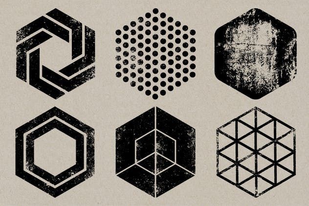 创意半色调做旧风格六角形矢量纹理素材 Hexagon Textures插图(2)