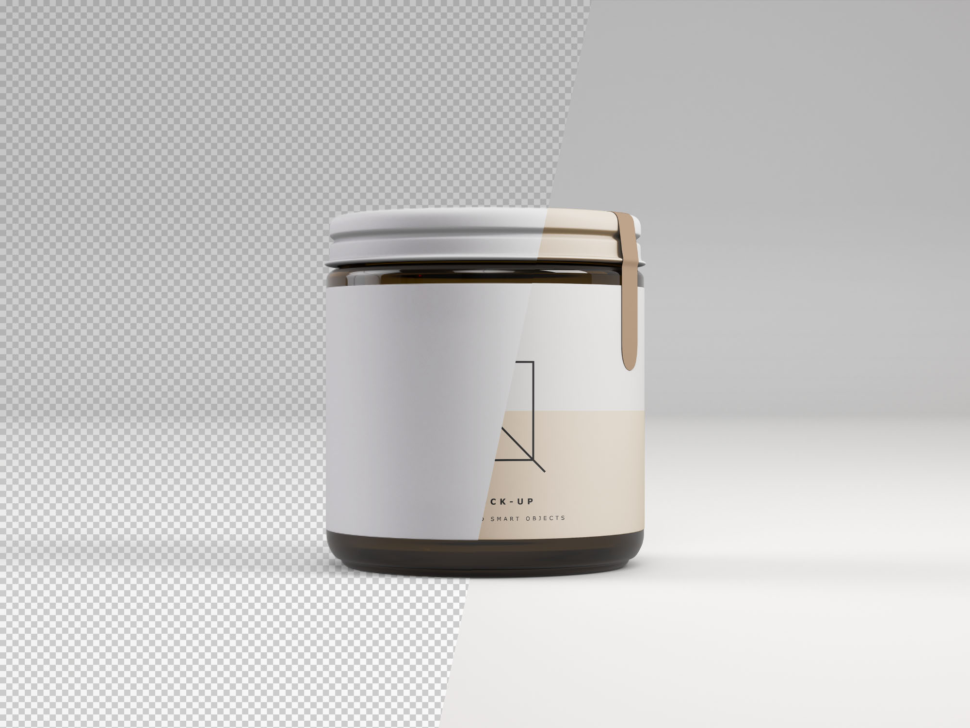 食品包装罐头前视图PSD样机模板 Front View Jar Mockup – PSD插图(1)