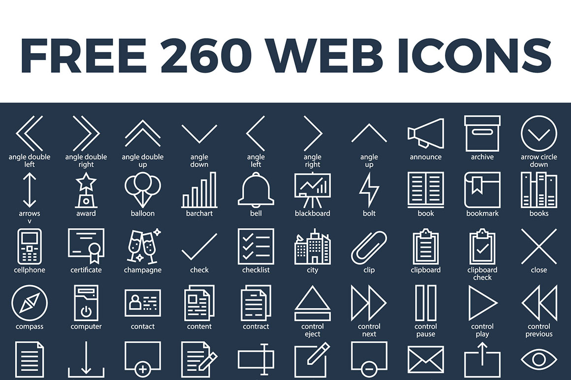 一个适用于站点或web应用的图标集 260 Free Vector Web Icons插图