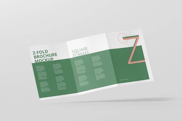 Z字母三折页宣传册样机 Z-Fold Brochure Mockup – Din A4 A5 A6插图(3)