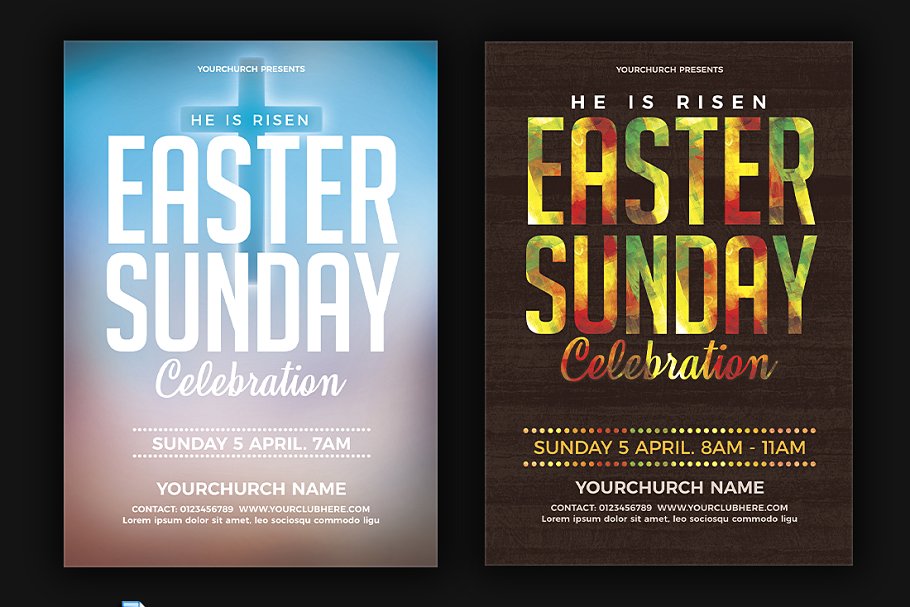 复活节派对活动宣传单设计模板 Easter Sunday Flyer Poster插图