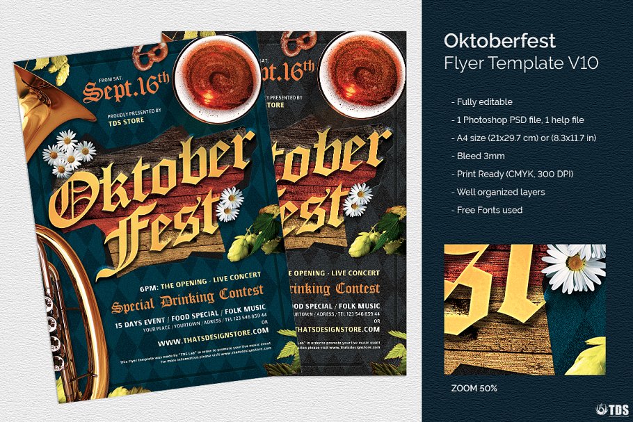 卡拉OK派对传单PSD模板v10 Oktoberfest Flyer PSD V10插图
