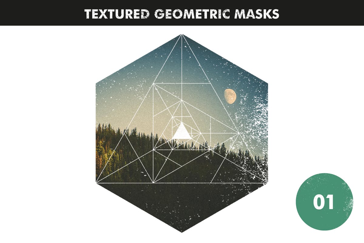 几何图形蒙版纹理素材 Textured Geometric Masks插图