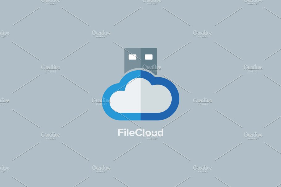 云存储主题Logo模板 File Cloud Logo Template插图(1)