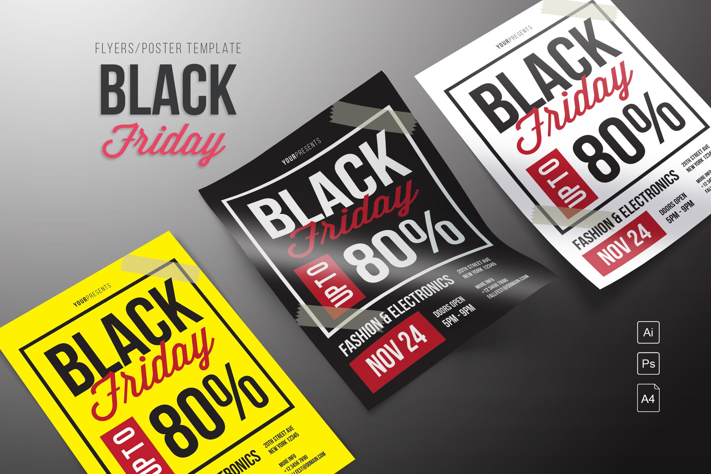 2019黑色星期五促销海报设计模板 Black Friday Sale Flyer插图