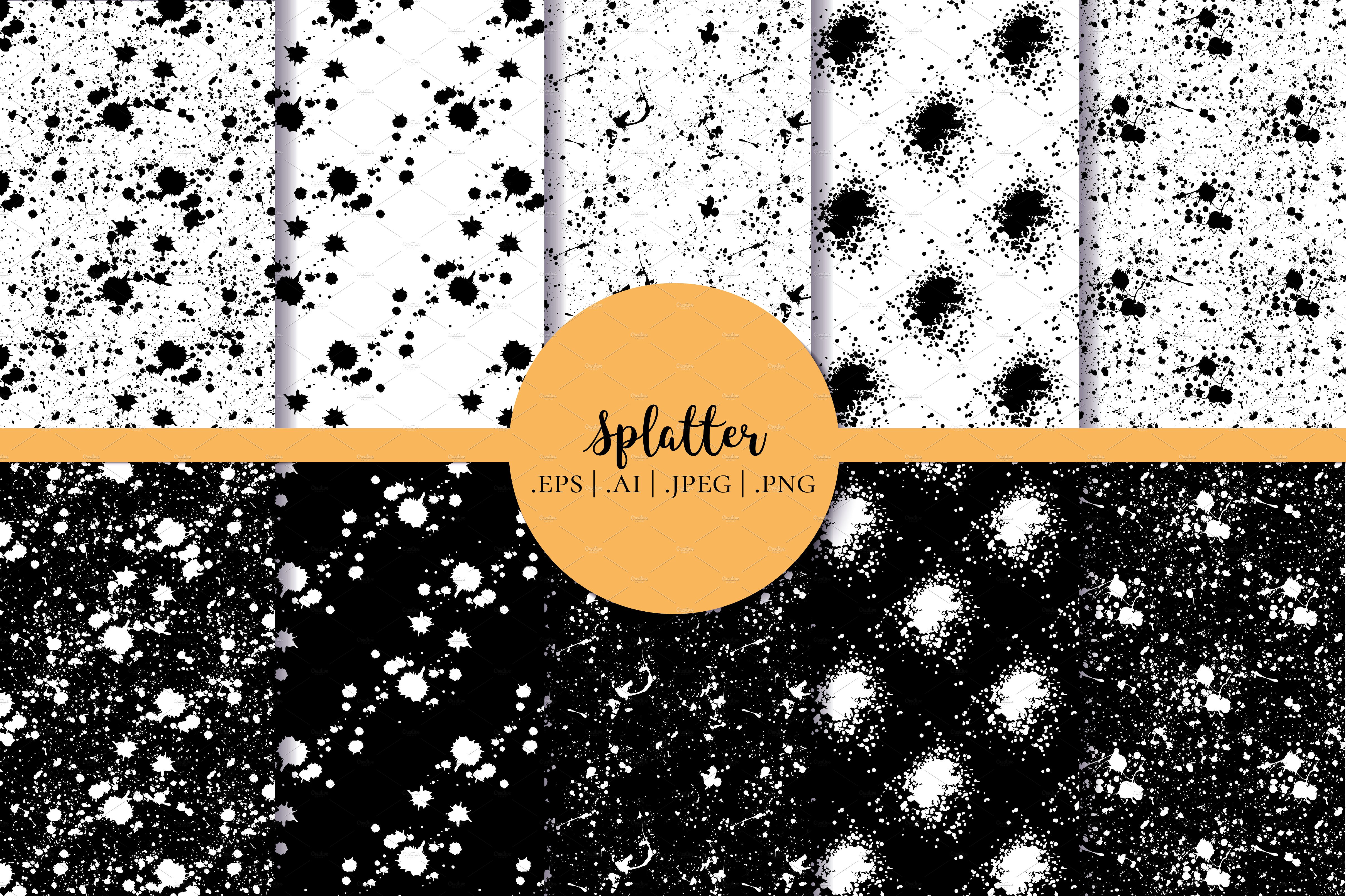 泼墨斑点&毛笔笔迹纹理素材 Paint Splatter & Stroke, 40 Patterns插图(2)