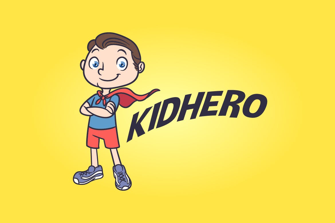 儿童超级英雄形象Logo设计模板 Kid Hero – Superhero Mascot Logo插图(1)