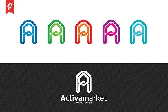 现代独特字母图形logo模板 Activa Market Logo插图(3)