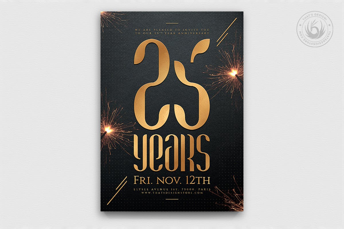 高端奢华企业周年庆活动海报设计模板 Birthday Anniversary Flyer Template插图
