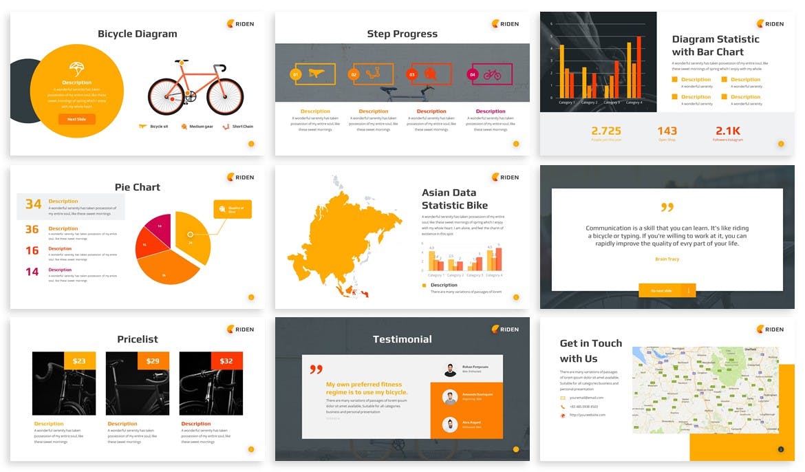 自行车品牌介绍PPT幻灯片模板 Riden – Bikeshop Powerpoint Template插图(3)