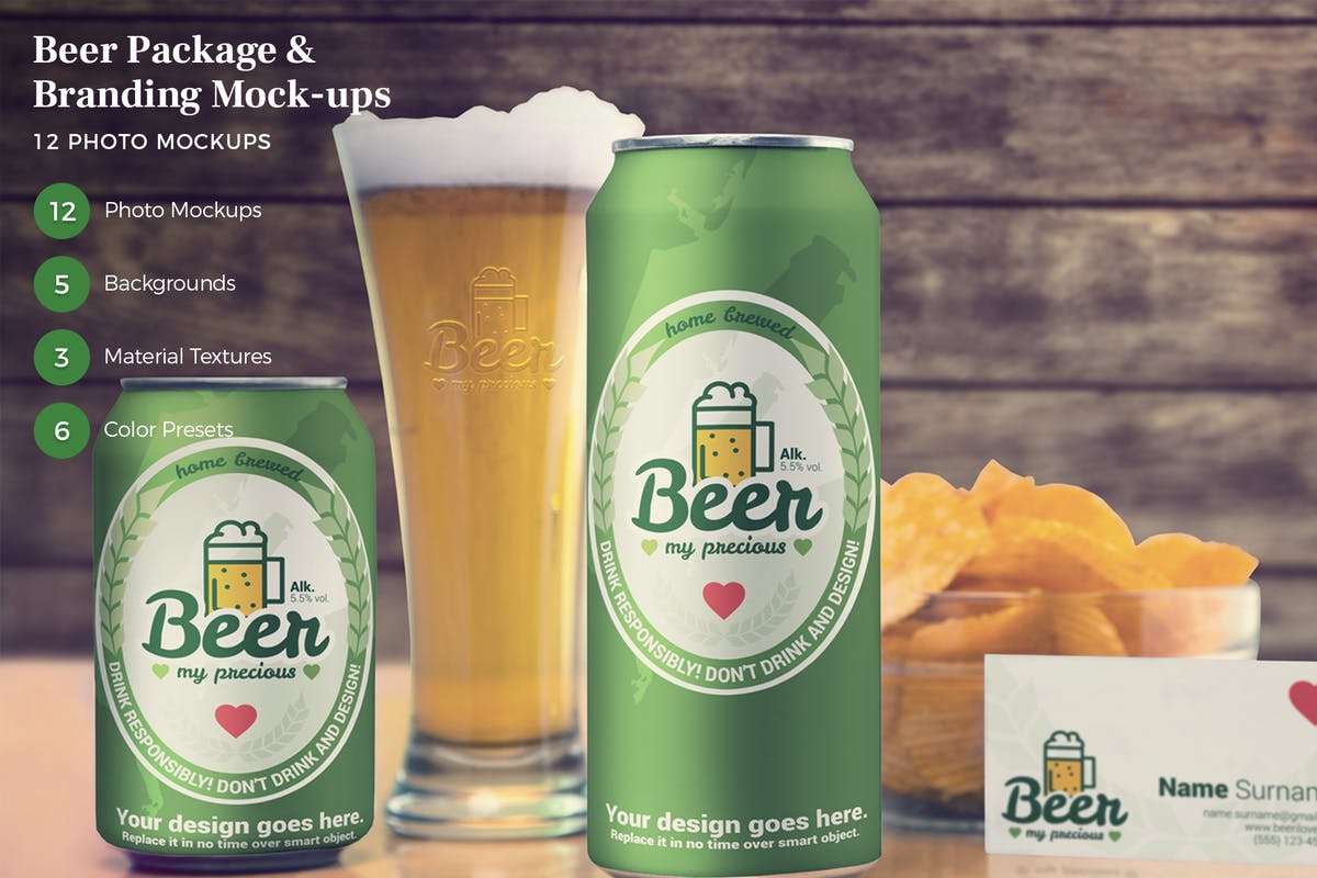 啤酒包装&品牌VI样机模板 Beer Package & Branding Mock-ups插图