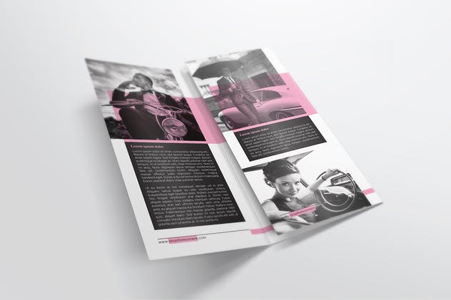 折页小册折页传单样机模板 DL Trifold Brochure Mockups插图(4)