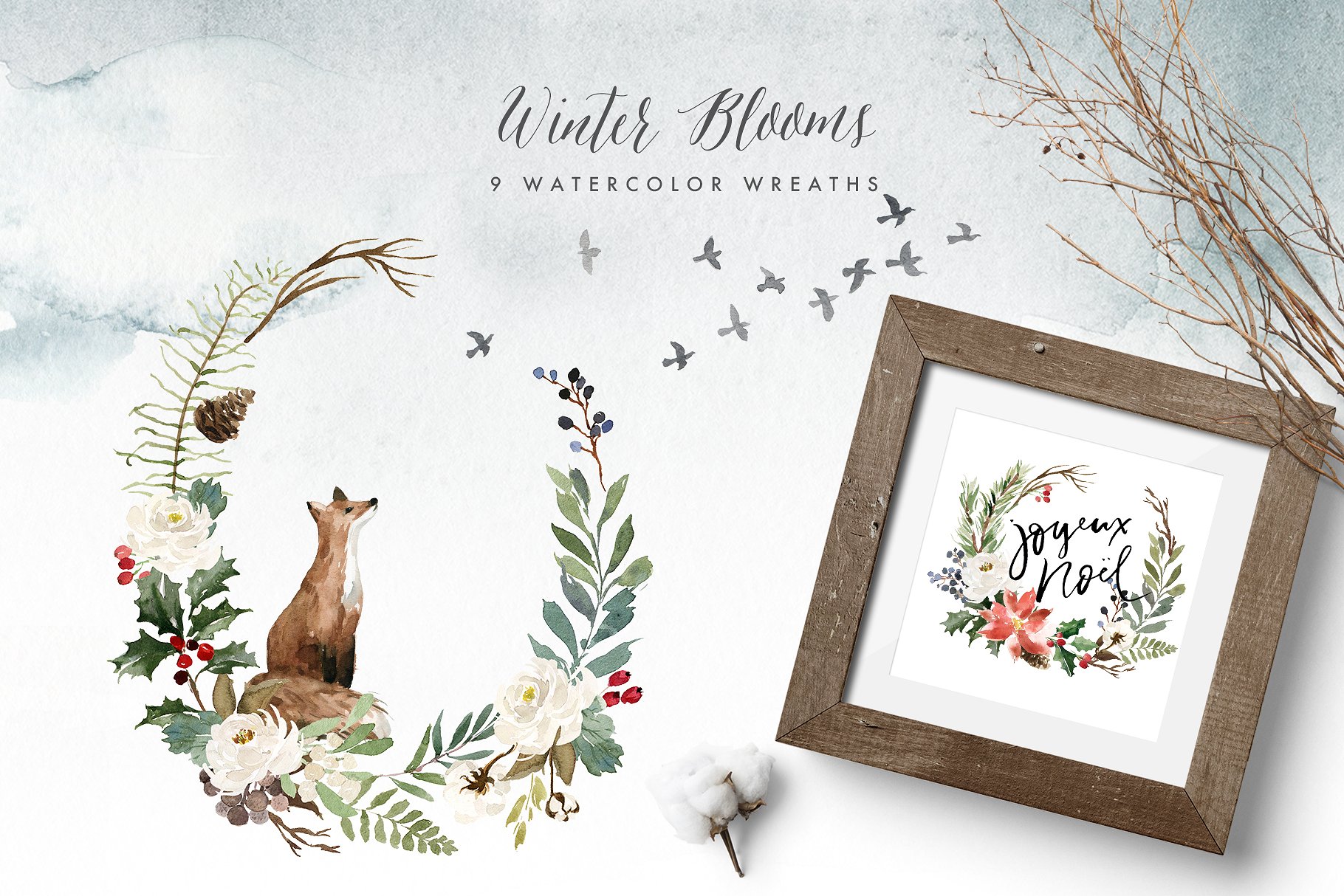 冬日动植物元素水彩设计素材合集（） Mystical Winter插图(9)