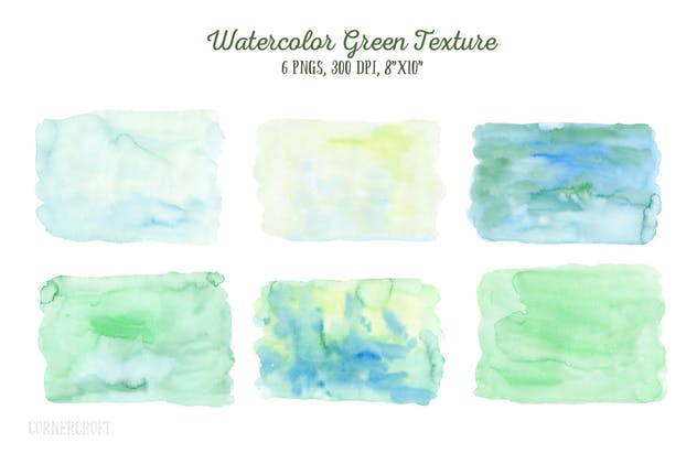 绿色淡水彩纹理肌理素材 Watercolor Green Texture插图(1)