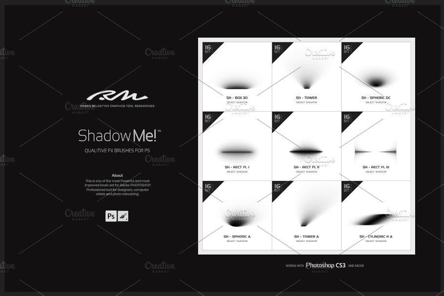 RM出品预渲染阴影PS笔刷套装 RM Shadow Me!插图(3)