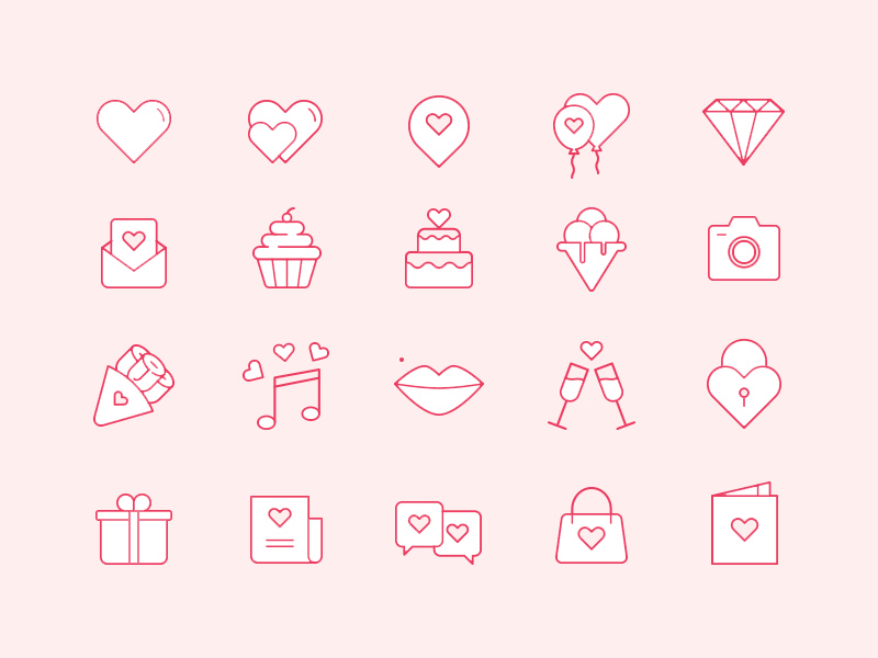 情人节手绘图标套装 St. Valentine’s Icon Set插图