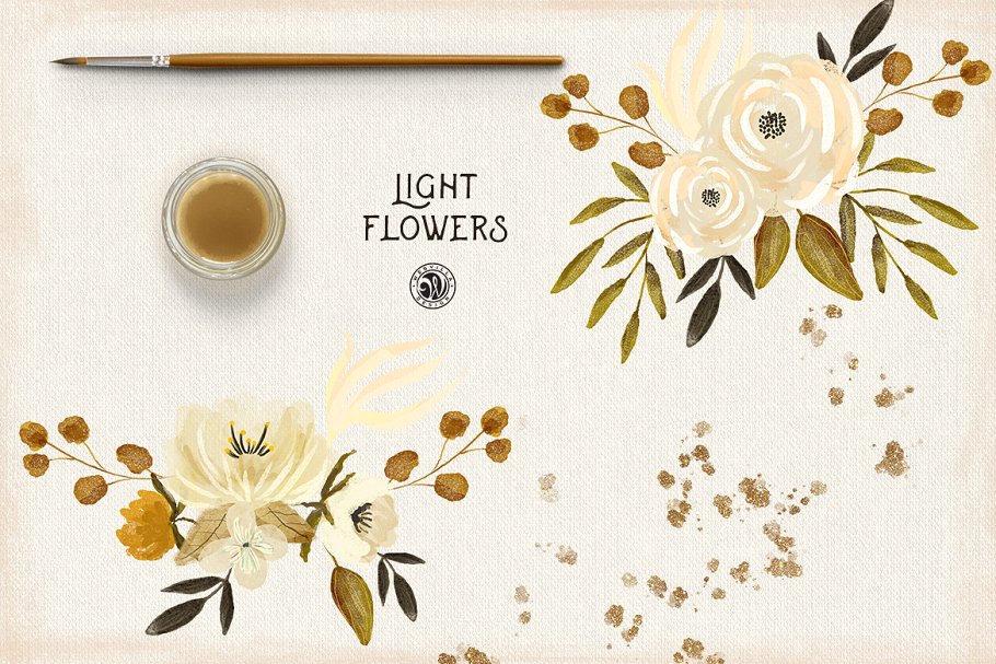 低调奢华金漆花卉素材 Light Flowers插图(4)