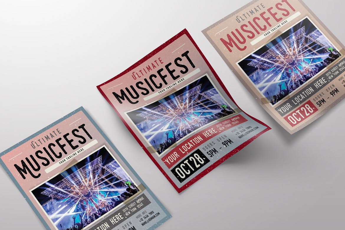 大型音乐节活动宣传海报设计模板 Ultimate MusicFest Flyers插图(4)