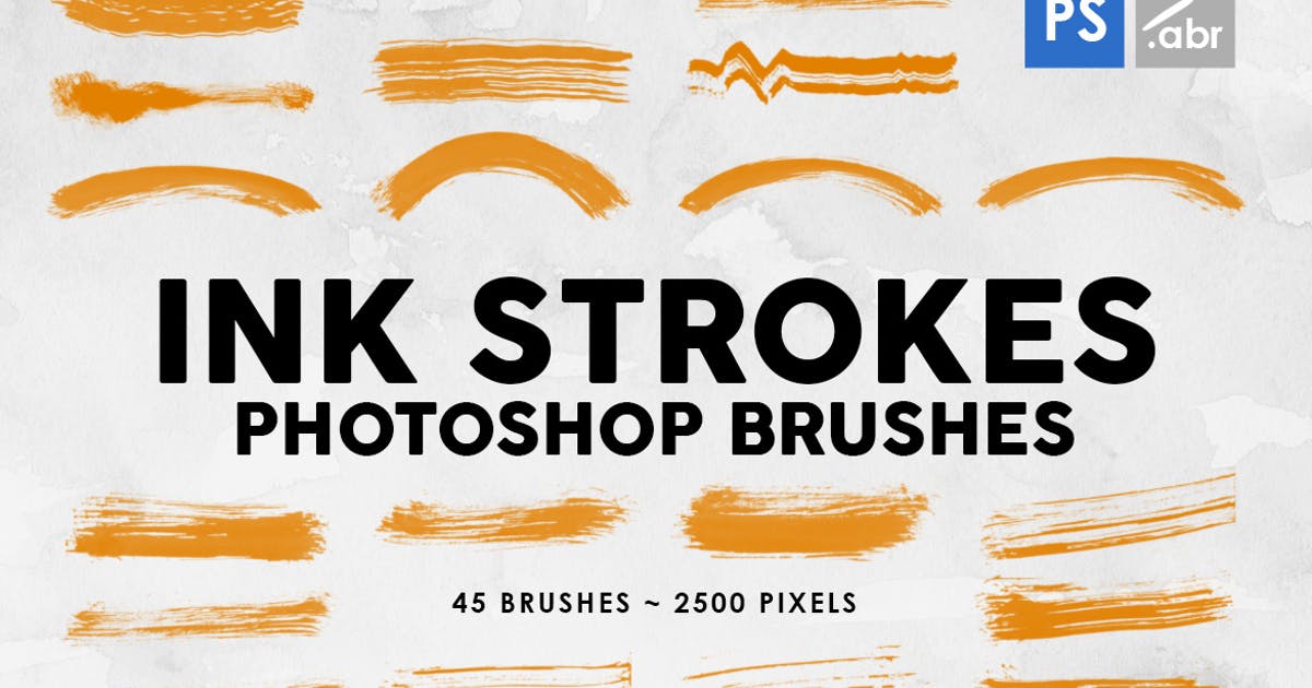 45个画笔笔触PS印章笔刷素材合集 45 Ink Strokes Photoshop Stamp Brushes插图