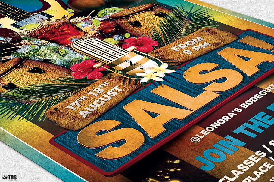 古巴萨尔萨舞曲现场海报设计PSD模板v1 Cuban Live Salsa Flyer PSD V1插图(5)