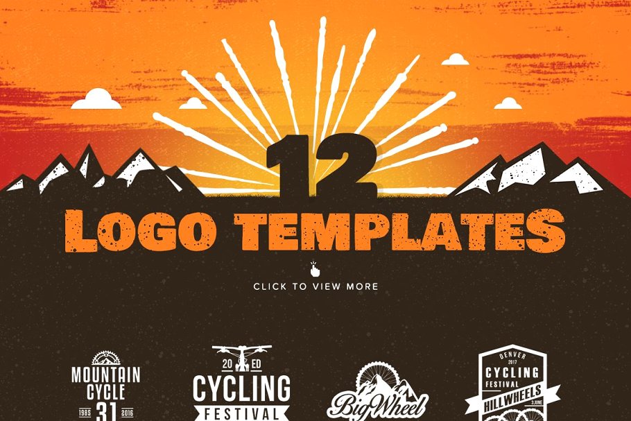 山地自行车极限运动品牌Logo模板 The Mountain Biker – Logo Badge Kit插图(4)