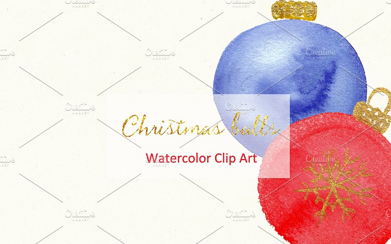 圣诞节装饰球剪贴画 Christmas balls. Watercolor Clipart插图