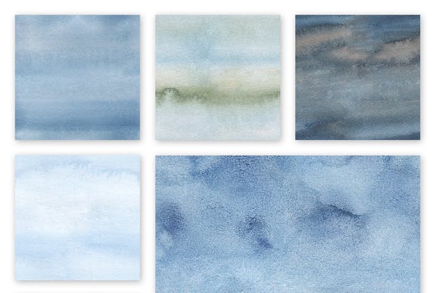 蓝色水彩无缝纹理套装 Watercolor Seamless Textures – Blue Pack插图(5)