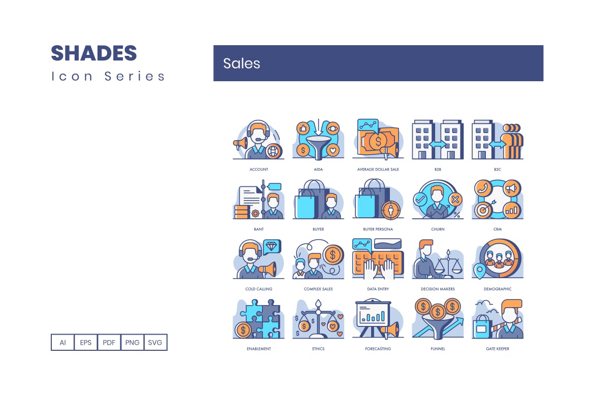 65枚销售主题阴影图标系列 65 Sales Icons | Shades Series插图(1)