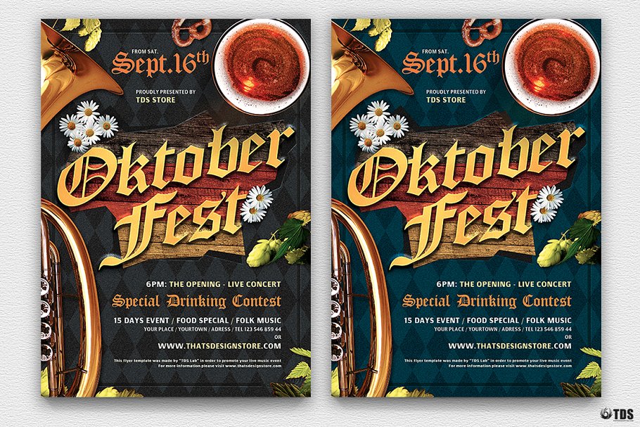 卡拉OK派对传单PSD模板v10 Oktoberfest Flyer PSD V10插图(1)