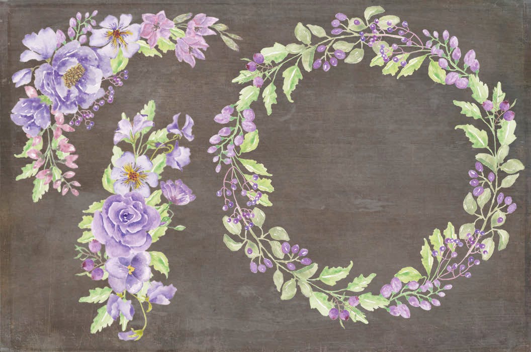 紫色水彩手绘花卉图案剪贴画PNG素材套装 Purple Passion: Watercolor Clip Art Bundle插图(2)